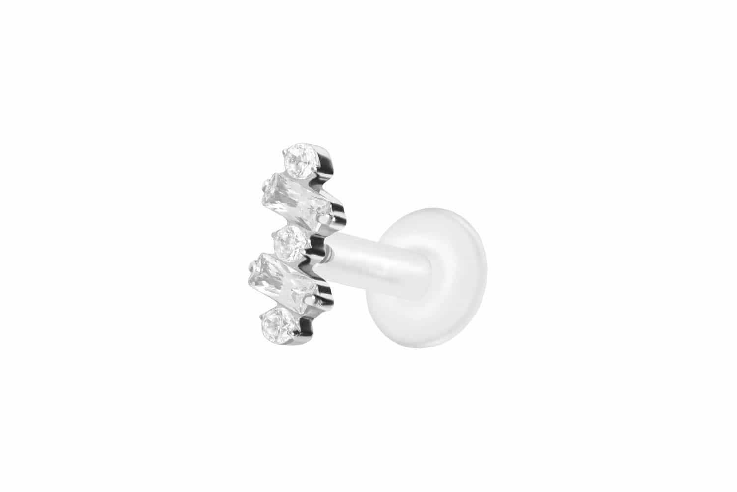 PTFE Labret Piercing mit Innengewinde + Titan-Aufsatz EINGEFASSTE KRISTALLE